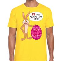 Bellatio Geel Paas t-shirt Ei will always love you - Pasen shirt voor heren - Pasen kleding