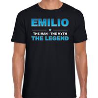 Bellatio Naam cadeau Emilio - The man, The myth the legend t-shirt Zwart