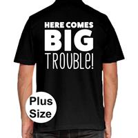 Bellatio Here comes BIG trouble grote maten poloshirt Zwart