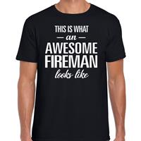 Bellatio Awesome Fireman / geweldige brandweerman cadeau t-shirt Zwart