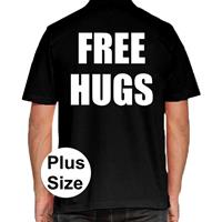 Bellatio Free Hugs grote maten poloshirt Zwart