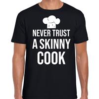 Bellatio Never trust a skinny cook bbq / barbecue t-shirt Zwart