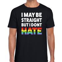 Bellatio I may be straight but i dont hate t-shirt - gaypride regenboog t-shirt Zwart