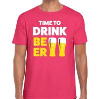 Bellatio Time to drink Beer tekst t-shirt Roze