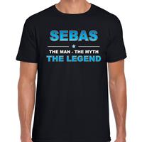 Bellatio Naam cadeau Sebas - The man, The myth the legend t-shirt Zwart