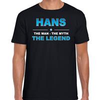 Bellatio Naam cadeau Hans - The man, The myth the legend t-shirt Zwart