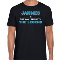 Bellatio Naam cadeau Jannes - The man, The myth the legend t-shirt Zwart