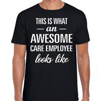 Bellatio Awesome care employee cadeau t-shirt Zwart