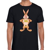 Bellatio Zwart Paas t-shirt verliefde paashaas - Pasen shirt voor heren - Pasen kleding