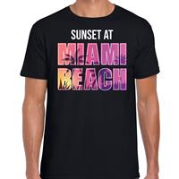 Bellatio Sunset beach t-shirt / shirt Sunset at Miami Beach voor heren - Zwart
