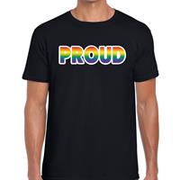 Bellatio Proud gaypride regenboog t-shirt Zwart