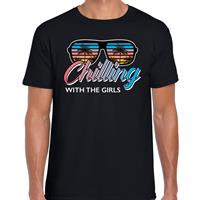 Bellatio Beach feest t-shirt / shirt Chilling with the girls voor heren - Zwart