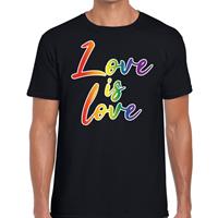 Bellatio Love is love gaypride t-shirt - Zwart