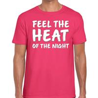 Bellatio Roze feest shirt - Feel te heat of the night voor heren