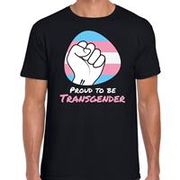 Bellatio T-shirt proud to be transgender - Pride vlag vuist shirt - Zwart