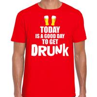 Bellatio Rood fun t-shirt good day to get drunk - heren - Drank / festival shirt / outfit / kleding