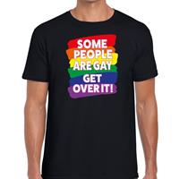 Bellatio Some people are gay get over it - gay pride t-shirt Zwart