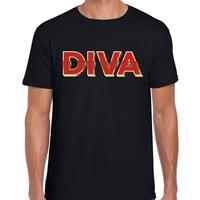 Bellatio Fout DIVA t-shirt met glamour 3D effect Zwart