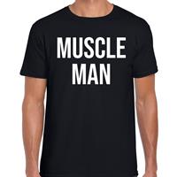 Bellatio Muscle man fun tekst verkleed t-shirt Zwart
