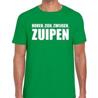 Bellatio Horen zien zwijgen ZUIPEN tekst t-shirt Groen