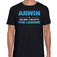 Bellatio Naam cadeau Arwin - The man, The myth the legend t-shirt Zwart