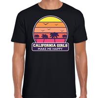 Bellatio California girls zomer t-shirt / shirt California girls make me happy voor heren - Zwart