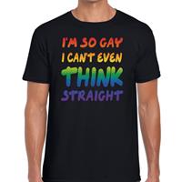 Bellatio I am so gay i can't even think straight - gaypride t-shirt Zwart