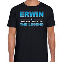 Bellatio Naam cadeau Erwin - The man, The myth the legend t-shirt Zwart