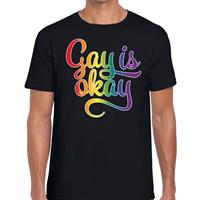 Bellatio Gay is okay gaypride t-shirt - Zwart