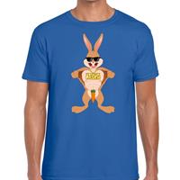 Bellatio Blauw Paas t-shirt stoere paashaas - Pasen shirt voor heren - Pasen kleding