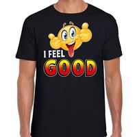 Bellatio Funny emoticon t-shirt I feel good Zwart