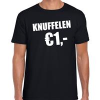 Bellatio Fun t-shirt - knuffelen 1 euro Zwart