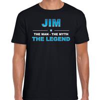 Bellatio Naam cadeau Jim - The man, The myth the legend t-shirt Zwart
