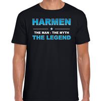 Bellatio Naam cadeau Harmen - The man, The myth the legend t-shirt Zwart