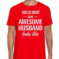 Bellatio Awesome Husband - geweldige echtgenoot / partner cadeau vaderdag t-shirt Rood
