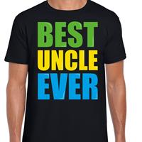 Bellatio Best uncle ever / Beste oom ooit fun t-shirt met gekleurde letters - Zwart
