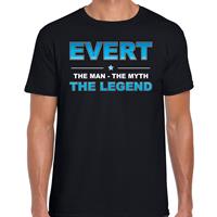 Bellatio Naam cadeau Evert - The man, The myth the legend t-shirt Zwart