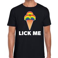 Bellatio Lick me gay pride - t-shirt Zwart