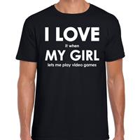 Bellatio I love it when my girl lets me play video games shirt - grappig videospelletjes spelen/ gamen hobby t-shirt Zwart