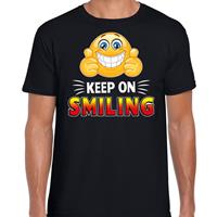 Bellatio Funny emoticon t-shirt keep on smiling Zwart