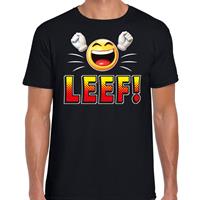 Bellatio Funny emoticon t-shirt LEEF Zwart