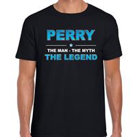 Bellatio Naam cadeau Perry - The man, The myth the legend t-shirt Zwart