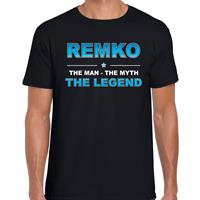 Bellatio Naam cadeau Remko - The man, The myth the legend t-shirt Zwart