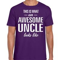 Bellatio Awesome Uncle - geweldige oom cadeau t-shirt Paars