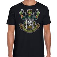 Bellatio Halloween - Halloween zombie biker verkleed t-shirt Zwart