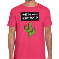 Bellatio Wil je een knuffel℃ tekst t-shirt Roze