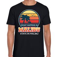 Bellatio Malibu zomer t-shirt / shirt What happens in Malibu stays in Malibu voor heren - Zwart