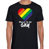 Bellatio T-shirt proud to be gay - Pride vlag hartje shirt - Zwart
