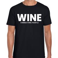 Bellatio Wine connecting people drank / alcohol fun t-shirt Zwart