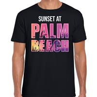 Bellatio Sunset beach t-shirt / shirt Sunset at Palm Beach voor heren - Zwart